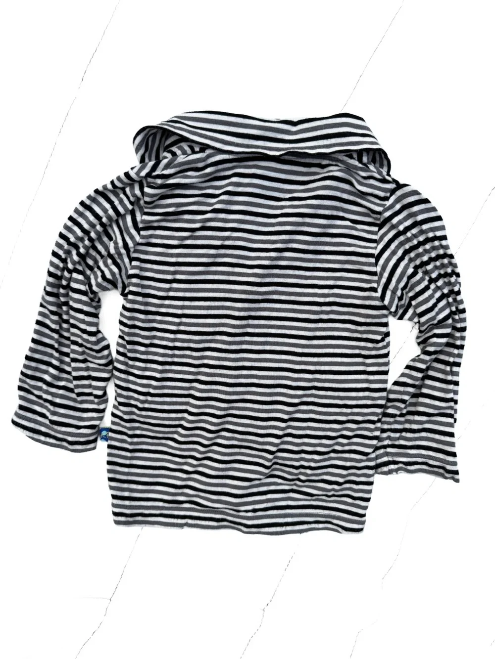 KicKee Pants Bamboo Long Sleeve Polo Shirt Gray Stripe 2T Boy Girl Unisex Soft